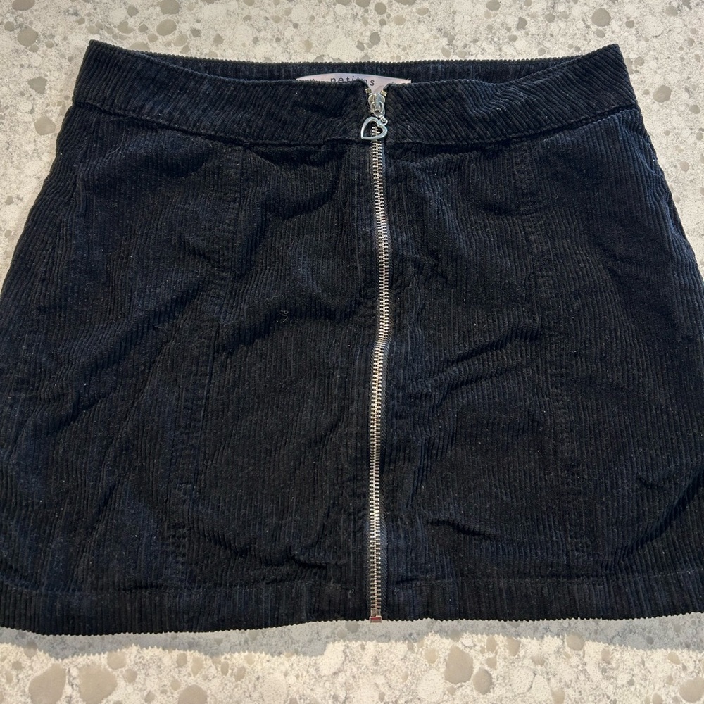 Black corduroy mini skirt